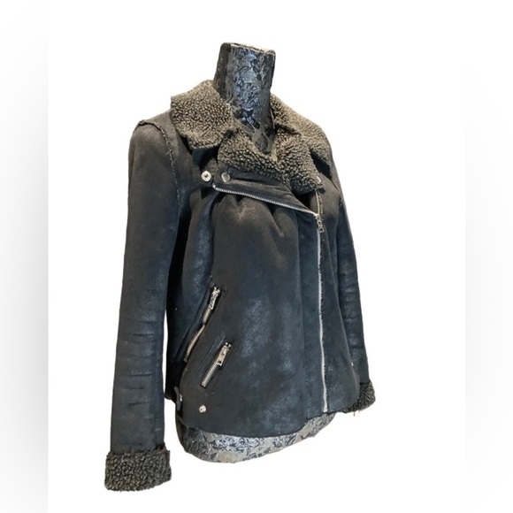 American Eagle - Women’s Faux Suede Faux Fur Moto Jacket - Picture 1 of 13